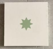 Losa vanguardista con un estrella en el centro en verde